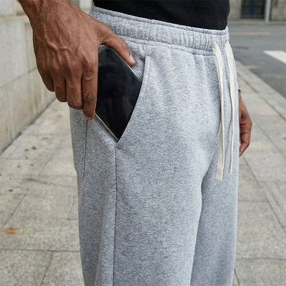 👖 Løse bukser for menn med snøring – Komfortabelt bomullsstoff, lommer og avslappet stil for hverdag og trening 🏃‍♂️