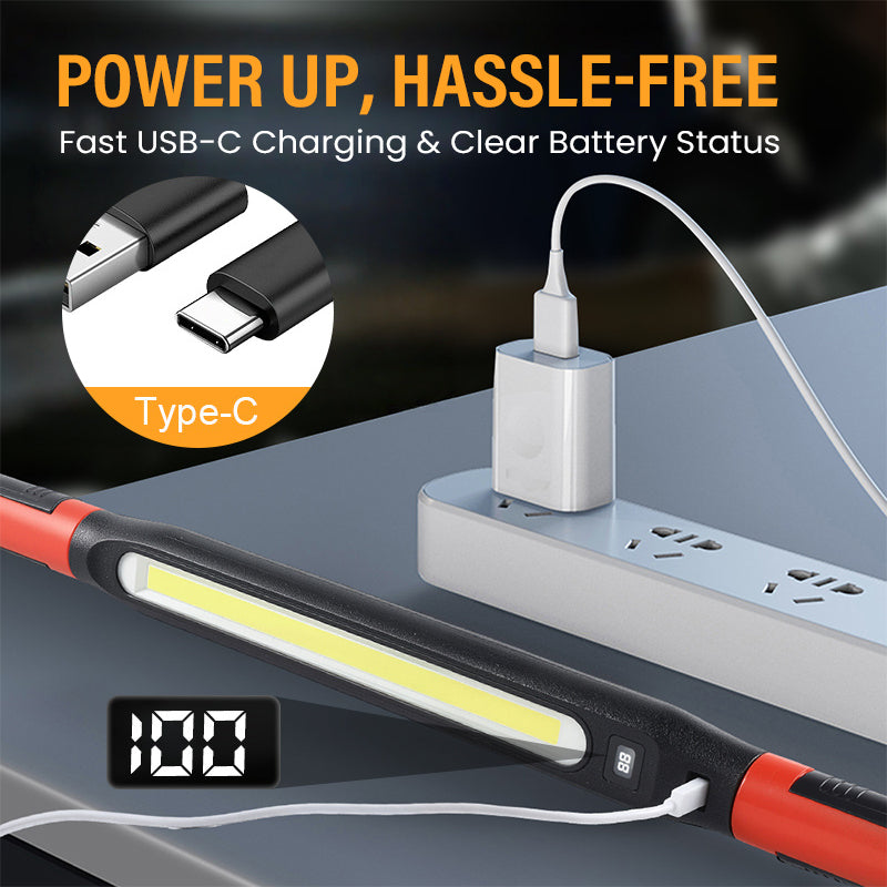 ⚡🔦 3000LM LED-arbetslampa – magnetisk bas, krok & 5200mAh batteri för bilreparationer, hantverk och utomhusbruk 🔋✨