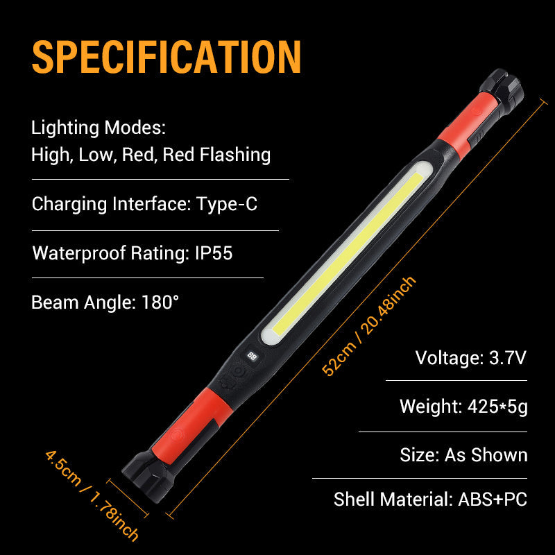 ⚡🔦 3000LM LED-arbetslampa – magnetisk bas, krok & 5200mAh batteri för bilreparationer, hantverk och utomhusbruk 🔋✨