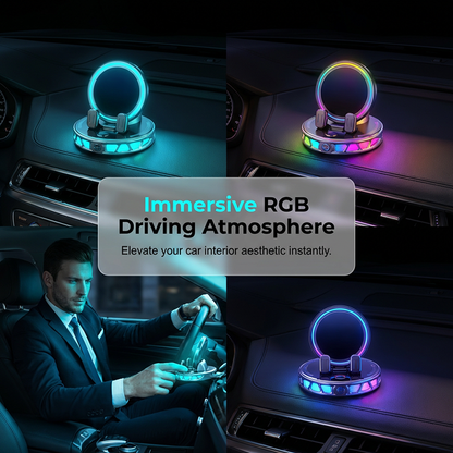 📱✨ RGB-bilhållare med automatisk klämning & 15W trådlös laddning – praktisk mobilhållare för bilen 🚗