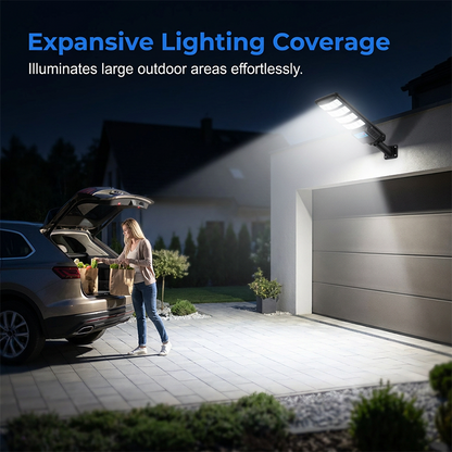 💡☀️ Solcellsdriven gatlykta med rörelsesensor – IP67 vattentät, 240° belysning & långlivat LFP-batteri 🌙✨