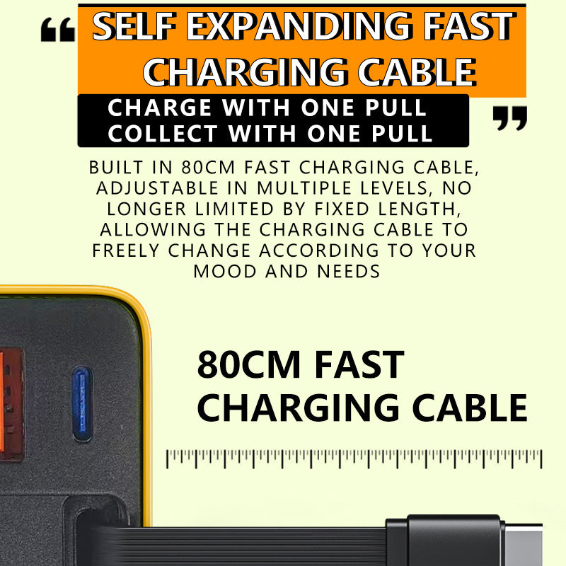 80W Snabbladdare med Infällbar 80 cm Type-C-kabel
