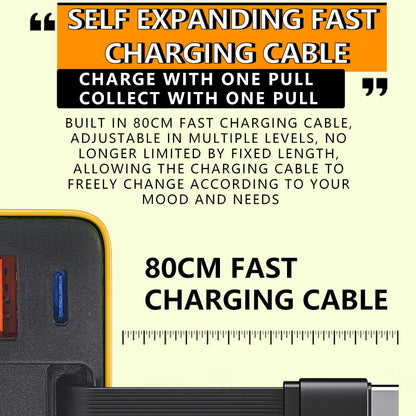 80W Snabbladdare med Infällbar 80 cm Type-C-kabel