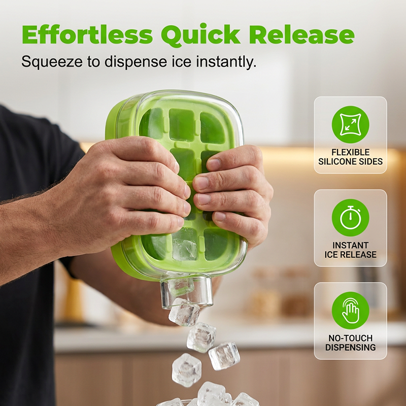 🧊🍶🧊 Upptäck ett nytt sätt att njuta av sommardrycker – tryck bara, så faller isbitarna ut automatiskt! ❄ 2‑in‑1 Ice Maker Bottle – chilled water, no messy trays