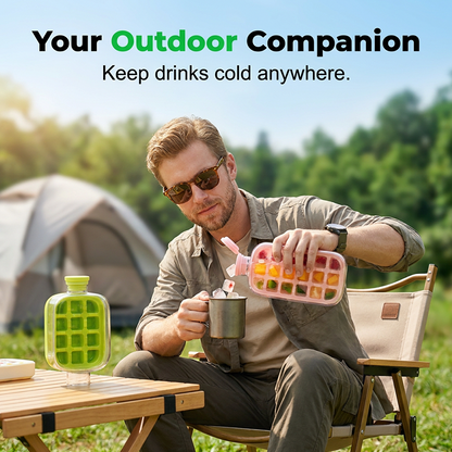 🧊🍶🧊 Upptäck ett nytt sätt att njuta av sommardrycker – tryck bara, så faller isbitarna ut automatiskt! ❄ 2‑in‑1 Ice Maker Bottle – chilled water, no messy trays