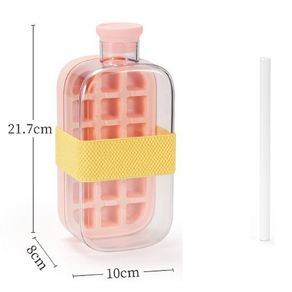 🧊🍶🧊 Upptäck ett nytt sätt att njuta av sommardrycker – tryck bara, så faller isbitarna ut automatiskt! ❄ 2‑in‑1 Ice Maker Bottle – chilled water, no messy trays