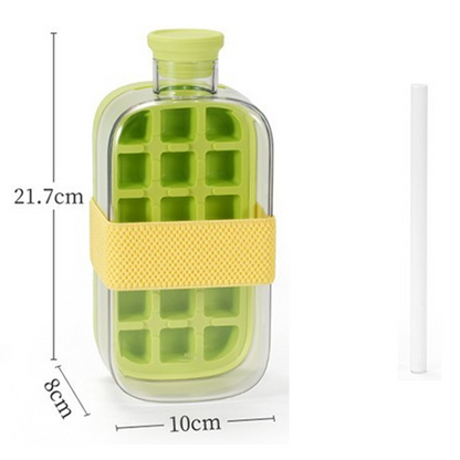 🧊🍶🧊 Upptäck ett nytt sätt att njuta av sommardrycker – tryck bara, så faller isbitarna ut automatiskt! ❄ 2‑in‑1 Ice Maker Bottle – chilled water, no messy trays