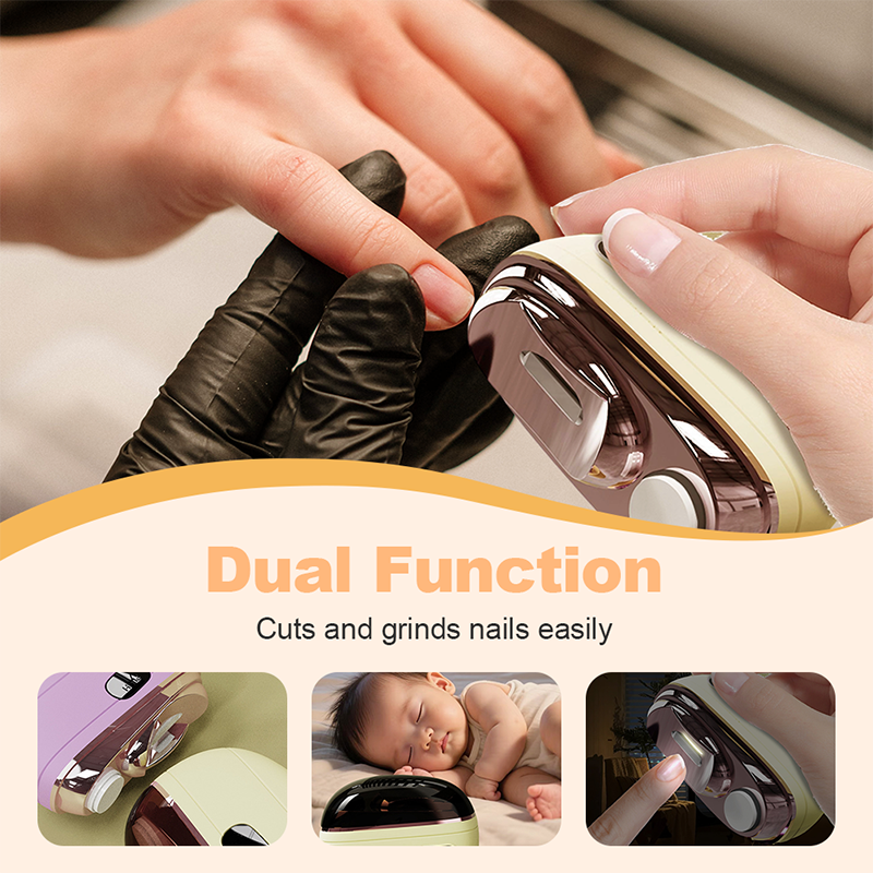 ✂️💅 2-i-1 säker elektrisk nagelklippare – klipp och slipa samtidigt med anti-kläm, LED-ljus & skonsam 360° slipning 🛡️✨