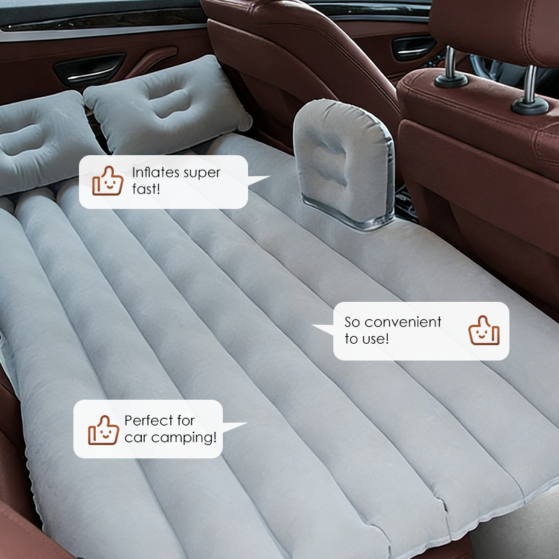 🛏️🚗 Uppblåsbar luftmadrass för bilen – mjuk och stödjande, komplett set med pump och kuddar 🌙✨