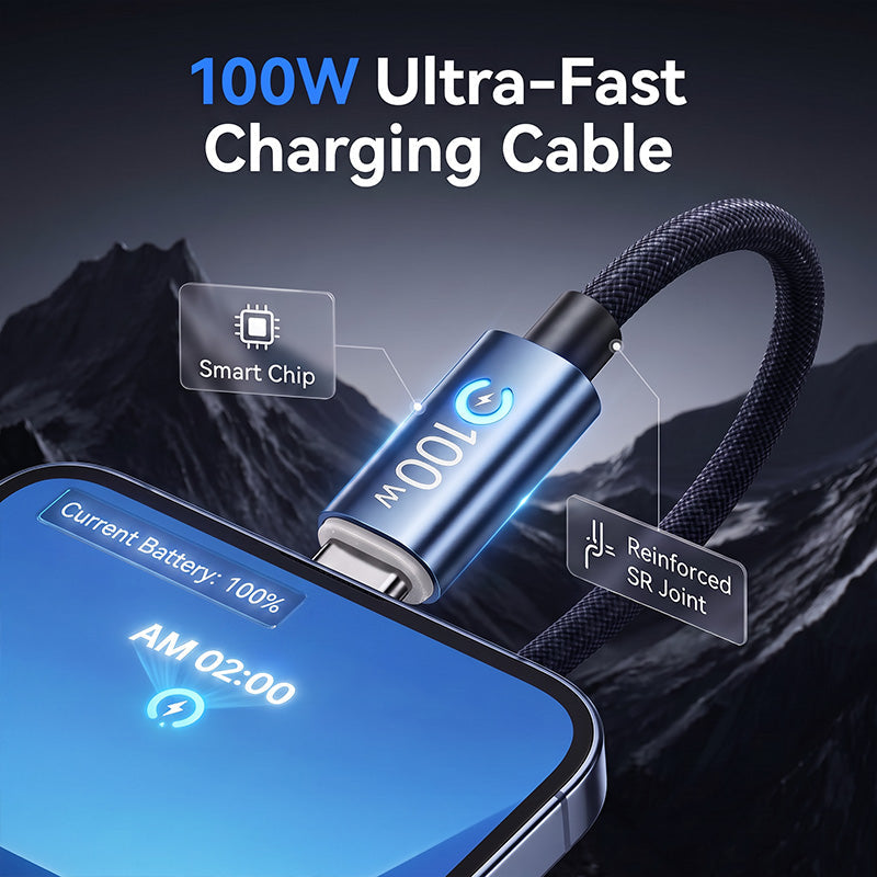 🔌⚡ Type-C till Type-C snabbladdningskabel – 100W, automatisk strömavstängning & förstärkt trippelstruktur 🔋✨