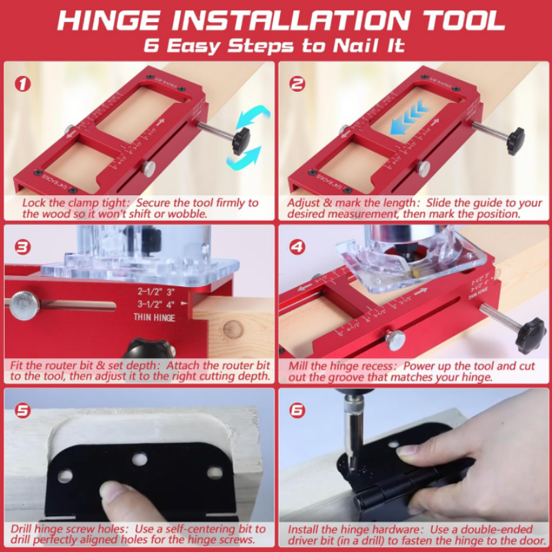 🔧📐 Justerbares Gangfräswerkzeug – Komplettset aus 6061-Aluminium mit verstellbarer Länge & Tiefe 🚪✨
