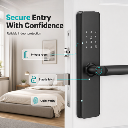 Smart Fingeravtrycks Dörrlås för Inomhus Trädörrar – Ingen Borrning Krävs