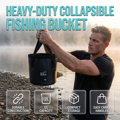 🐟 50 % RABATT NU! 🏕️ Hopfällbar fiskehink portabel – 12 liter kapacitet, vattentät & ultrakompakt – perfekt för fiske, camping och utomhusäventyr 🌲