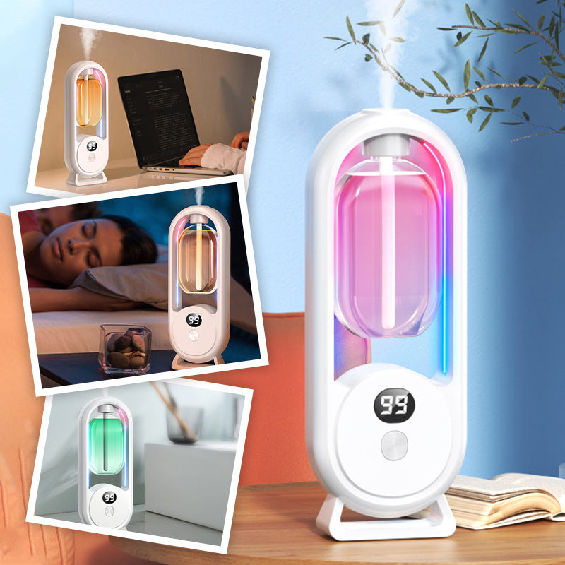 🌸 50% RABATT NU! Automatisk aromaterapi-diffusor – väggmonterad eller bordsplacerad – med 5 växlar, naturlig doft & färgrikt nattljus – perfekt för vardagsrum, sovrum och kontor 🕯️✨