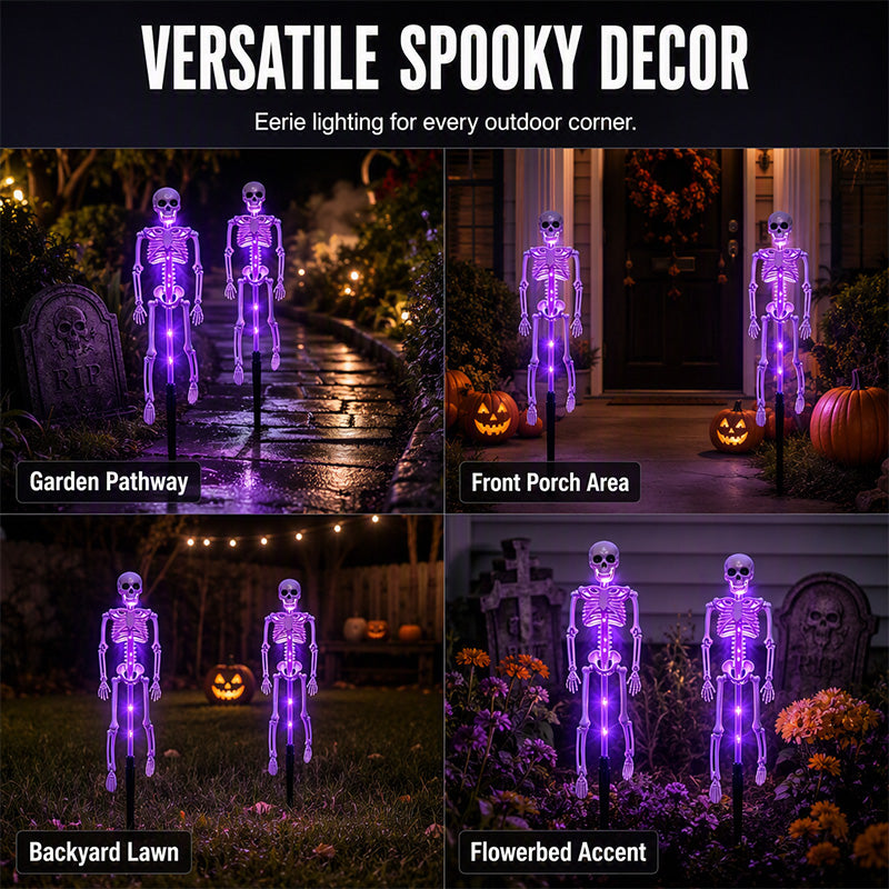 🎃💡 Solcellsdrivna skelettlampor för marken – lyser i mörkret, solcellsdrivna, enkla att installera. Perfekta för spökiga trädgårdar, verandor och gångvägar! 👻🪦✅