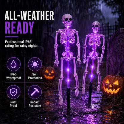 🎃💡 Solcellsdrivna skelettlampor för marken – lyser i mörkret, solcellsdrivna, enkla att installera. Perfekta för spökiga trädgårdar, verandor och gångvägar! 👻🪦✅