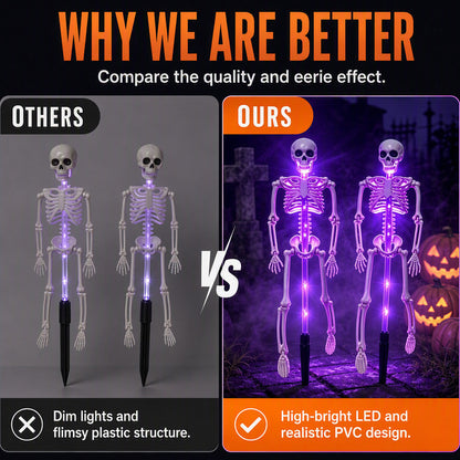 🎃💡 Solcellsdrivna skelettlampor för marken – lyser i mörkret, solcellsdrivna, enkla att installera. Perfekta för spökiga trädgårdar, verandor och gångvägar! 👻🪦✅