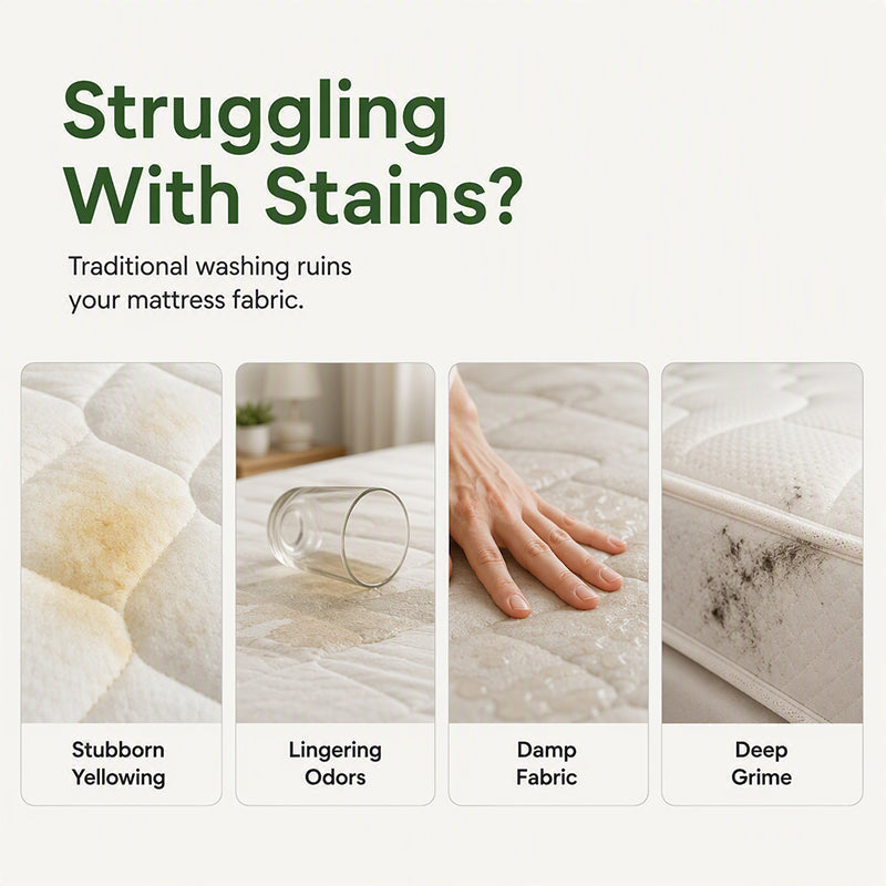 🛏️✨ Skumrengöring för madrasser utan sköljning – aktiv enzymkraft, snabb torkning & skonsam textilvård 🧼