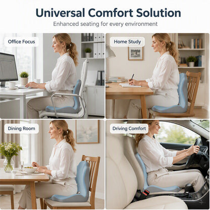 🪑✨ Ergonomisk sittdyna i memoryskum med ryggstöd – bekväm och stödjande för hemmet, kontoret och bilen 💺🛡️