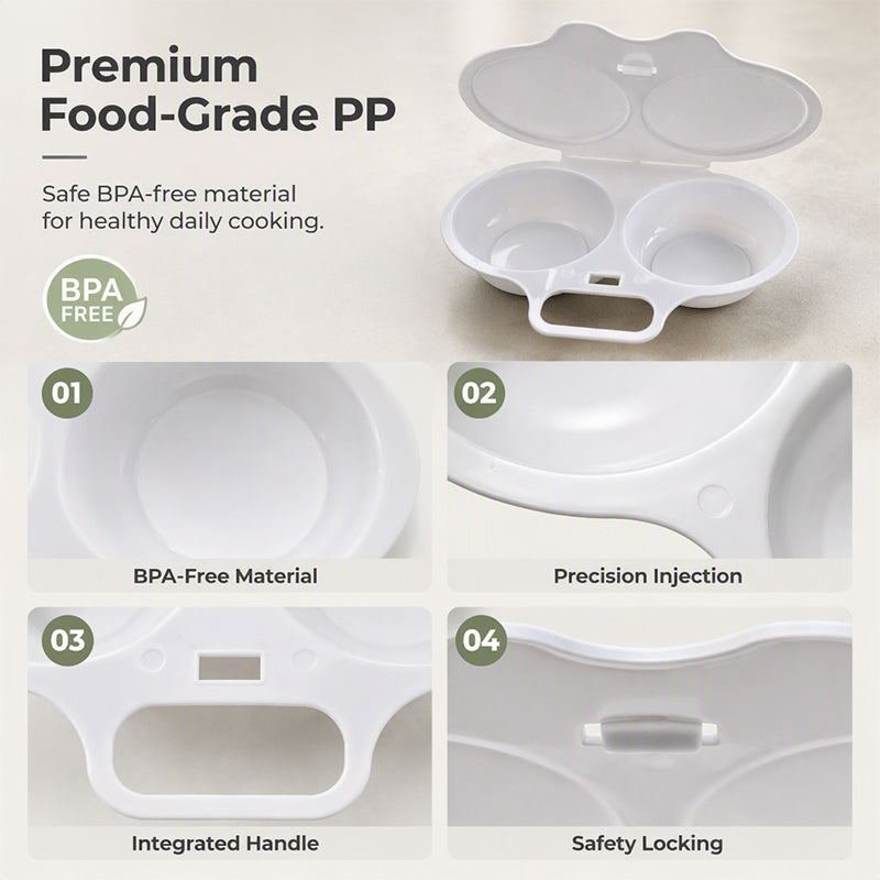 🍳 50 % RABATT NU! 🥚 Smart Äggpocherare för Mikrovågsugn med Lock – Perfekt Pocherade Ägg på Några Minuter ✨