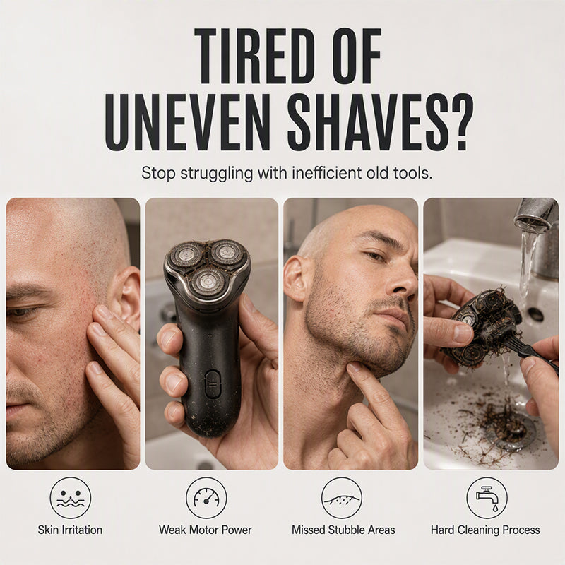 ⚡ 50 % RABATT NU! 🪒 2-i-1 smart elektrisk skallig rakapparat och skäggtrimmer – digital display, 30-blad & 360° flytande huvud – perfekt för jämn rakning 💈