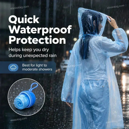 ☔ 50 % RABATT + KÖP 1 – FÅ 1 GRATIS! 🌧️ Mini-Regnponcho i Bollformat – Portabel, Vattentät & Perfekt För Resor och Utomhusbruk 🎒✨