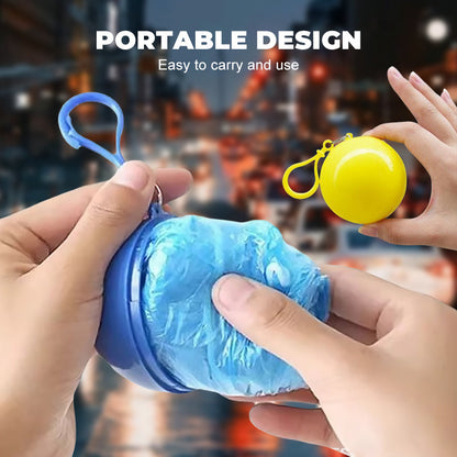 ☔ 50 % RABATT + KÖP 1 – FÅ 1 GRATIS! 🌧️ Mini-Regnponcho i Bollformat – Portabel, Vattentät & Perfekt För Resor och Utomhusbruk 🎒✨