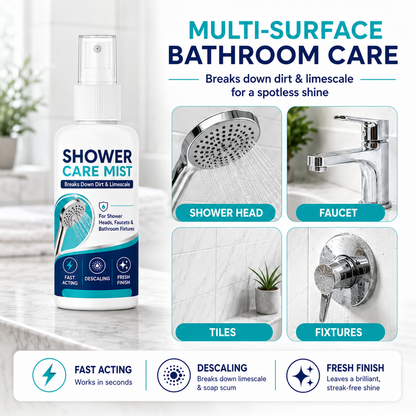 🧼 50% RABATT NU! Snabbverkande kalkborttagningsspray för duschen – löser upp kalk, återställer glans & förbättrar vattenflödet – perfekt för badrummet 🚿✨