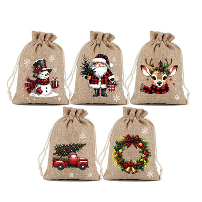 🎄✨ Julklappspåsar med dragsko – festliga tomte- och renmotiv med dubbel dragsko och hållbart tyg 🎁