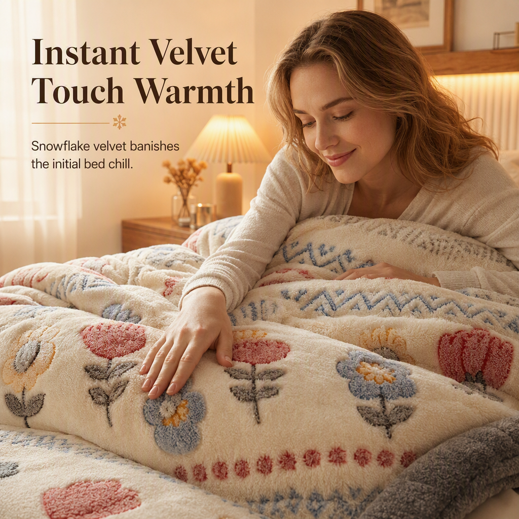 🛏️❄️ Tjockt dubbelsidigt vintertäcke i lammpälsimitation och mjuk sammetskänsla – varmt, mysigt & perfekt för kalla nätter ✨🏡
