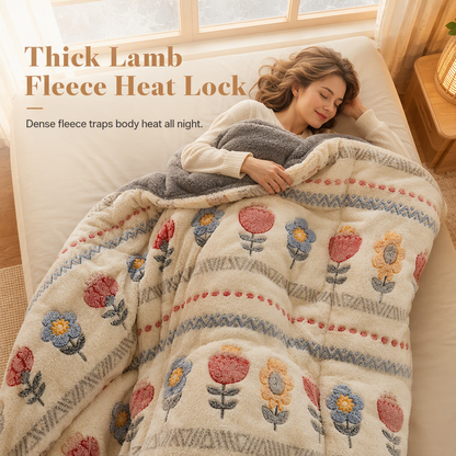 🛏️❄️ Tjockt dubbelsidigt vintertäcke i lammpälsimitation och mjuk sammetskänsla – varmt, mysigt & perfekt för kalla nätter ✨🏡