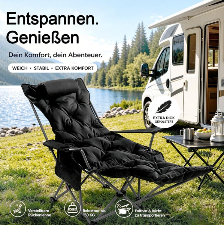 🪑🏕️ Bärbar justerbar hopfällbar stol för utomhusbruk – lätt, stabil & mångsidig för trädgård, camping, strand och terrass ✨🌿