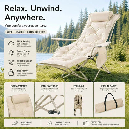 🪑🏕️ Bärbar justerbar hopfällbar stol för utomhusbruk – lätt, stabil & mångsidig för trädgård, camping, strand och terrass ✨🌿