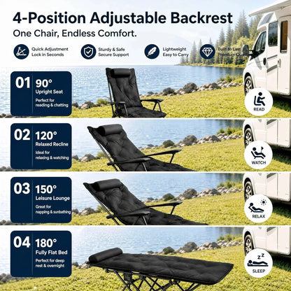 🪑🏕️ Bärbar justerbar hopfällbar stol för utomhusbruk – lätt, stabil & mångsidig för trädgård, camping, strand och terrass ✨🌿