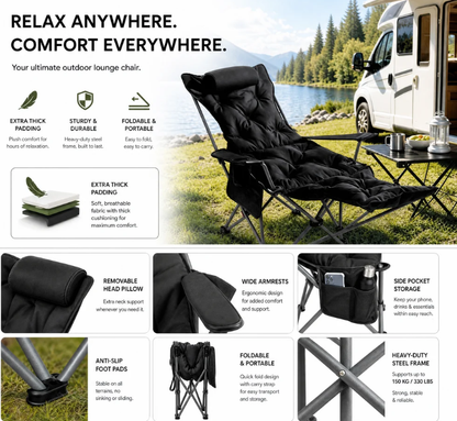 🪑🏕️ Bärbar justerbar hopfällbar stol för utomhusbruk – lätt, stabil & mångsidig för trädgård, camping, strand och terrass ✨🌿