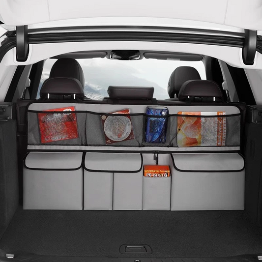 🚗✨ Stor förvaringsorganisatör för bilen – praktisk förvaringsväska med nätfickor för baksätets ryggstöd och bagageutrymmet 🧳🏡