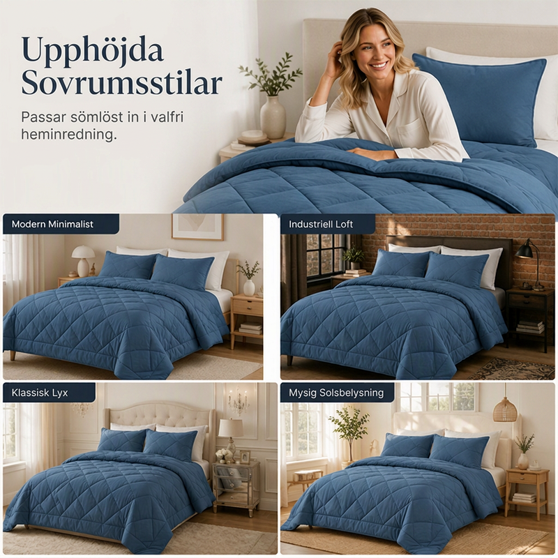 🛏️✨ 3-delat vadderat täckset med örngott – molnlik komfort, diamantkvistring och fukttålig mikrofiber 💤