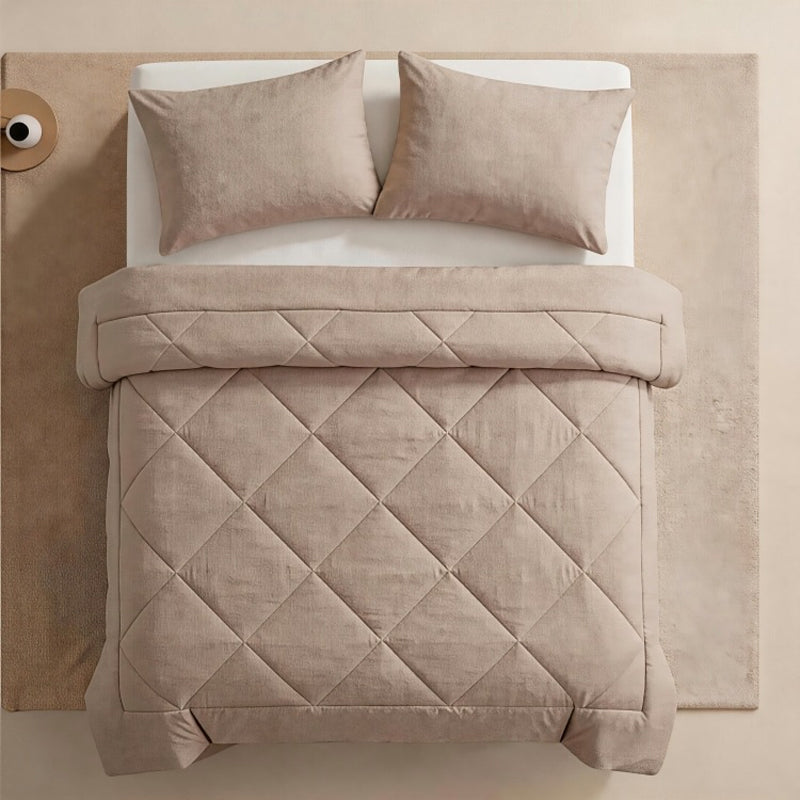 🛏️✨ 3-delat vadderat täckset med örngott – molnlik komfort, diamantkvistring och fukttålig mikrofiber 💤