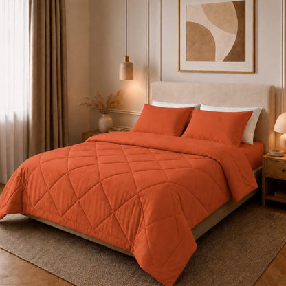 🛏️✨ 3-delat vadderat täckset med örngott – molnlik komfort, diamantkvistring och fukttålig mikrofiber 💤