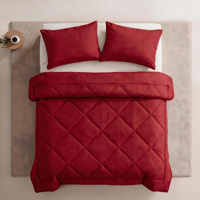 🛏️✨ 3-delat vadderat täckset med örngott – molnlik komfort, diamantkvistring och fukttålig mikrofiber 💤