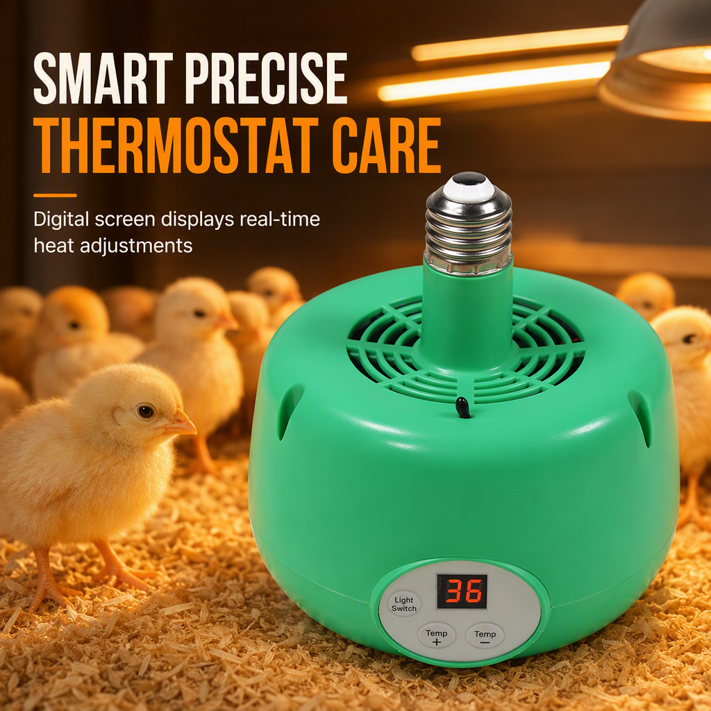 🐣🌡️ Smart värmelampa med temperaturreglering – jämn värme och säker konstruktion för kycklingar och smådjur 🔥