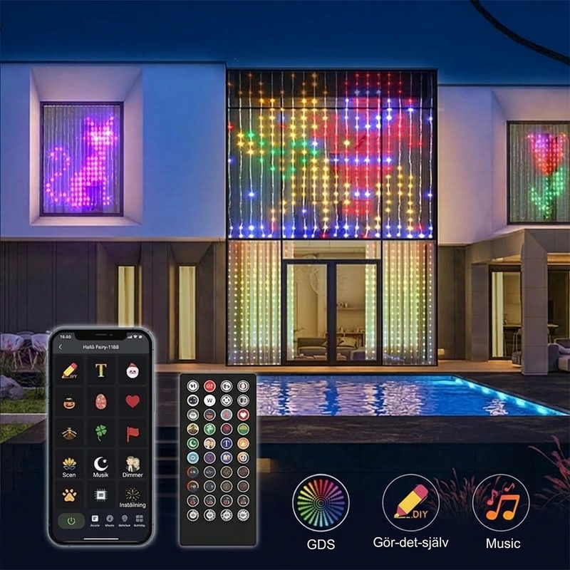 💡🌈 Vattentäta LED-gardinljusslingor – appstyrning, musiksynk & anpassningsbara ljuseffekter för fest, trädgård och hem ✨🏠