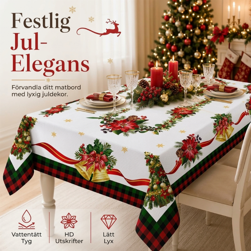 🎄✨ Vattentät julbordsduk – skyddar bordet mot fläckar, spill och vardagens slitage 🏠❤️