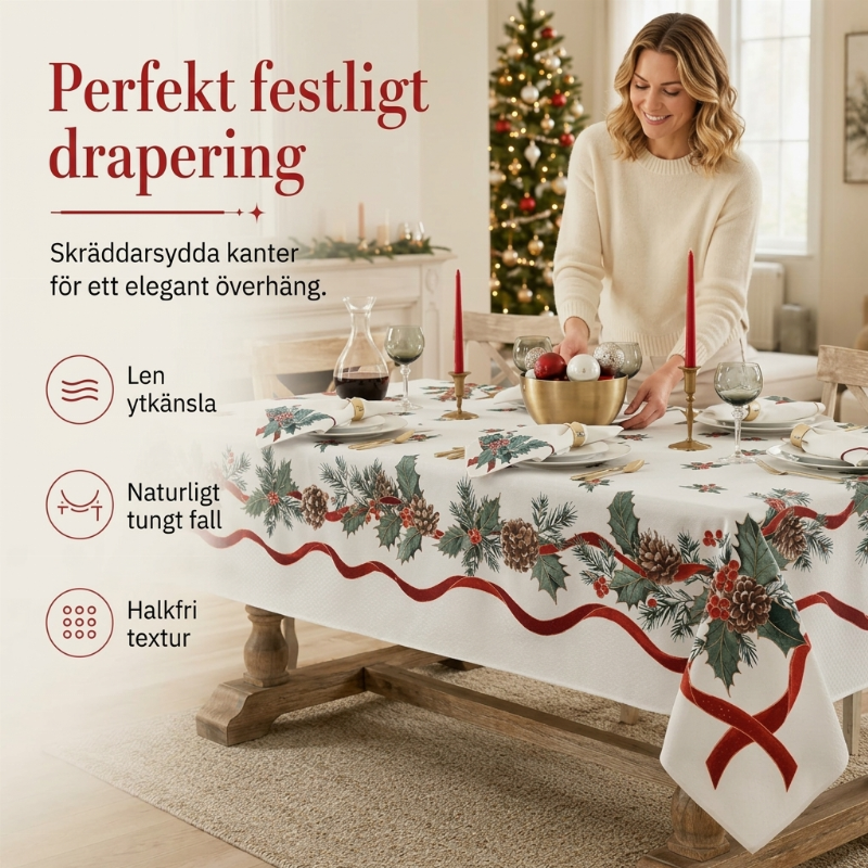 🎄✨ Vattentät julbordsduk – skyddar bordet mot fläckar, spill och vardagens slitage 🏠❤️