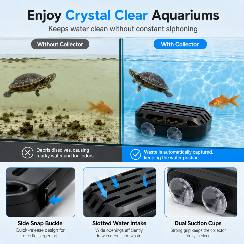 🐢 Automatisk avfallssamlare för sköldpaddsakvarium – renare vatten & mindre avfall 💧✨