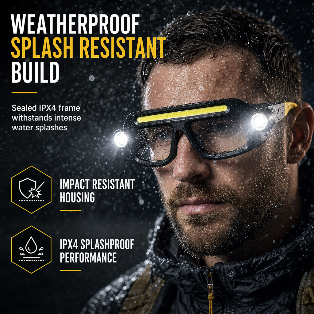 🔦✨ Uppladdningsbar glasögonlampa med dubbla ljushuvuden – praktisk handsfree-belysning för bilreparationer och friluftsliv 🚗🏕️