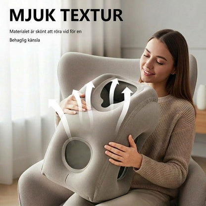 🛏️✈️ Uppblåsbar ergonomisk resekudde – 360° nackstöd & 45° vilovinkel för bekvämare resor 💤✨