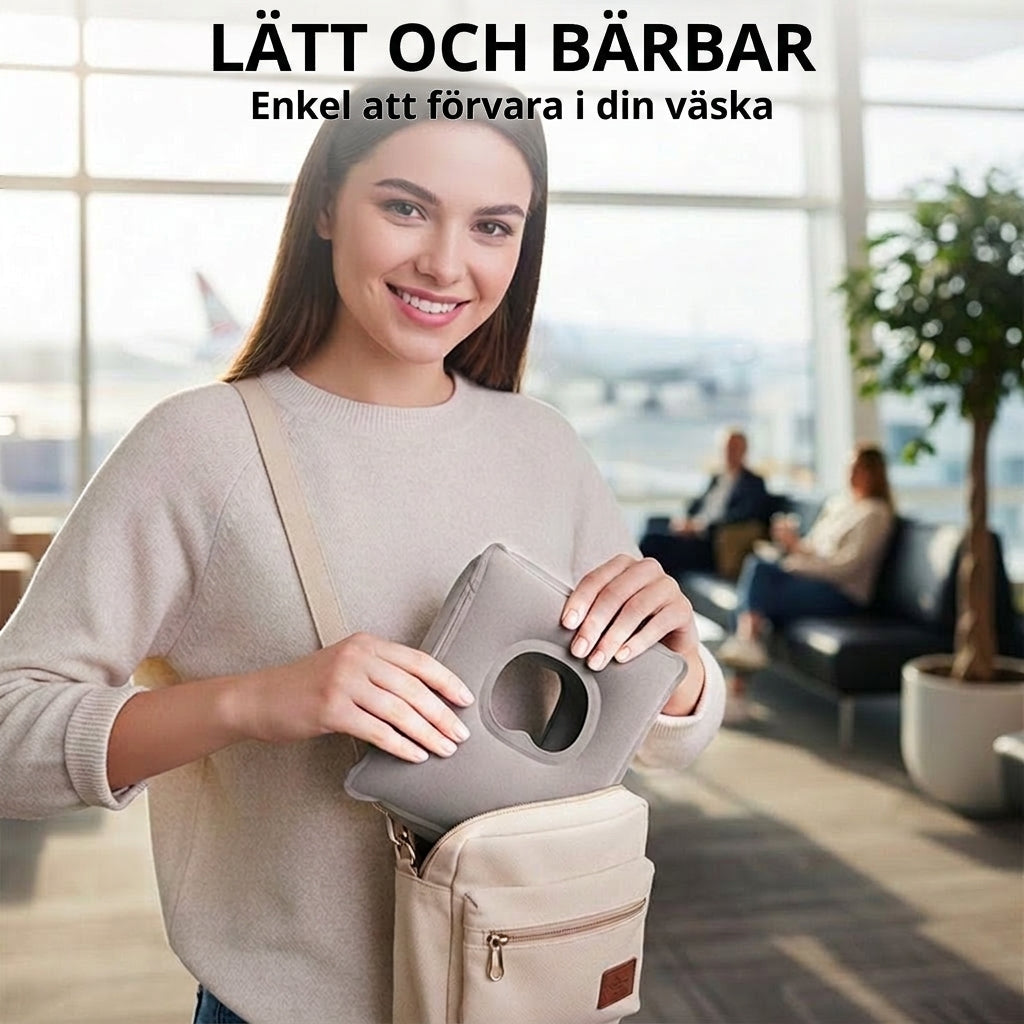 🛏️✈️ Uppblåsbar ergonomisk resekudde – 360° nackstöd & 45° vilovinkel för bekvämare resor 💤✨