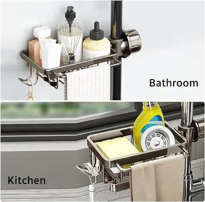 🧽🚰 Diskbänksställ i rostfritt stål för svamp och kran – smart förvaring för ett renare och mer organiserat kök ✨🏡