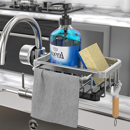 🧽🚰 Diskbänksställ i rostfritt stål för svamp och kran – smart förvaring för ett renare och mer organiserat kök ✨🏡